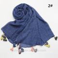 2017 neue Mode lastest maxi top seller gedruckt mode schal schal gedruckt einfarbig baumwolle quasten muslim hijab schal
